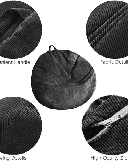 Bean Bag Chair Cover (No Filler) Stuffed Animal Storage Bean Bag Cover Pets Dogs/Cats Lazy Beds. Washable Ultra Soft Corduroy Stuffed for Organizing Plush Toys or Textile, Sack Bean Bag - LeafyLoom