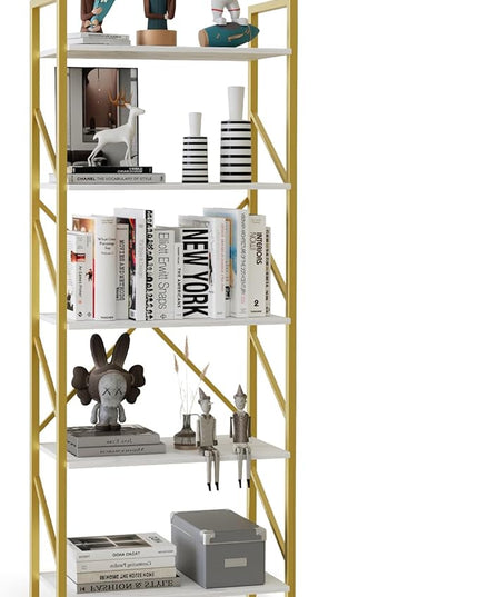 5 Tiers Bookshelf Tall Bookcase Shelf Storage Organizer Industrial Open Shelving Wood Large Modern Bookshelf for Living Room/Bedroom/Home/Office, White - LeafyLoom