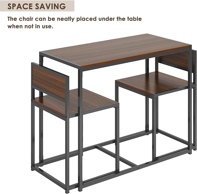 sogesfurniture 3-Piece Dining Table Set, Modern Kitchen Table and Chairs for 2, Wood Square Pub Bar Table Set Perfect for Breakfast Nook, Small Space Living Room, Kitchen, Dining Room, Outdoor bar - LeafyLoom
