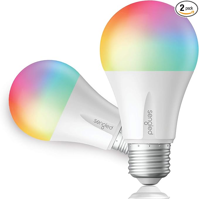 Sengled Zigbee Smart Light Bulbs, Smart Hub Required, Works with SmartThings and Echo with Built-in Hub, Voice Control with Alexa and Google Home, Color Changing 60W Eqv. A19 Alexa Light Bulb, 2 Pack Sengled