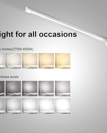 LED Desk Lamp Dimmable Table Lamp Reading Lamp with USB Charging Port, 5 Lighting Modes, Sensitive Control, 30/60 Minutes Auto-Off Timer, Eye-Caring Office Lamp - LeafyLoom