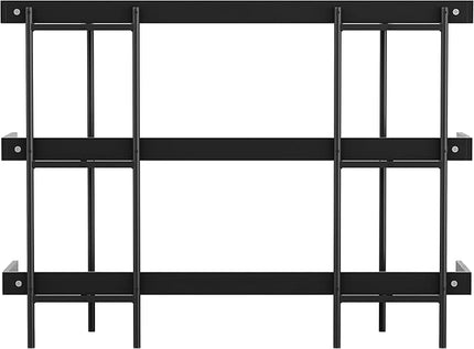Martha Stewart Emmett 3 Shelf Bookcase with Vertical Metal Frame, Home Office Storage Display Unit, 35"H, Black Wood Grain/Oil Rubbed Bronze - LeafyLoom