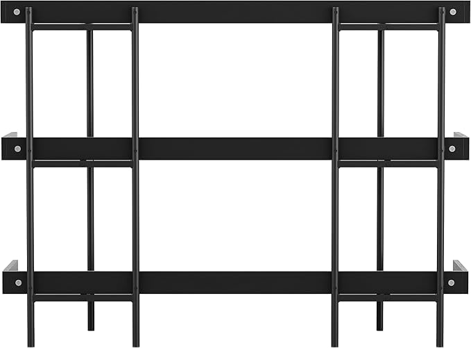 Martha Stewart Emmett 3 Shelf Bookcase with Vertical Metal Frame, Home Office Storage Display Unit, 35"H, Black Wood Grain/Oil Rubbed Bronze - LeafyLoom