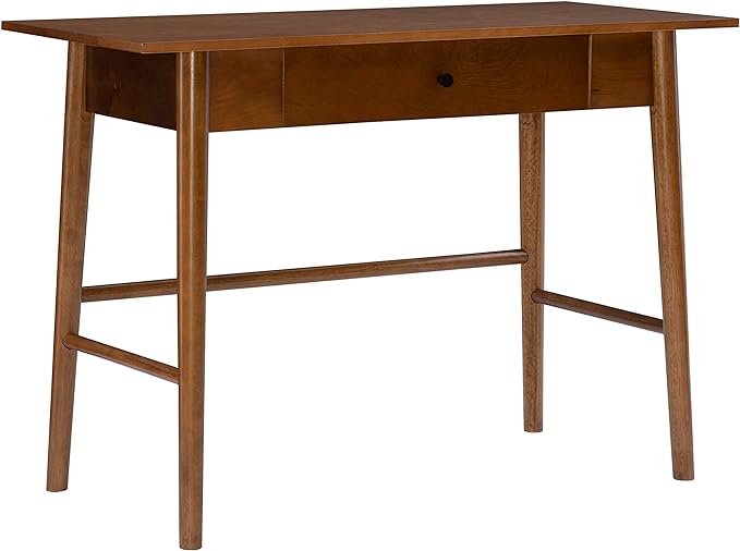 Linon Melissa Mid-Century Walnut Desk, 42" W x 19" D x 30" H - LeafyLoom