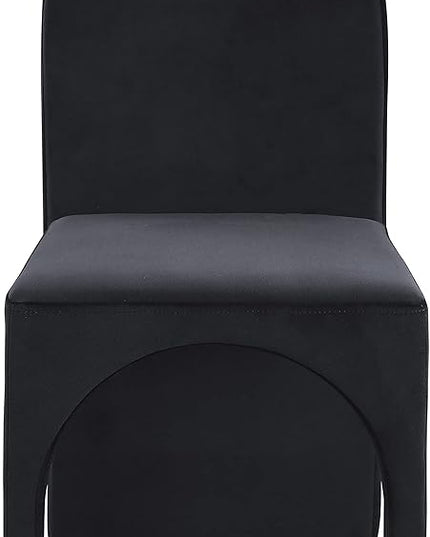 Meridian Furniture Summer Collection Modern | Contemporary Velvet Upholstered Dining Side Chair with Steel Frame, Set of 2, Black - LeafyLoom