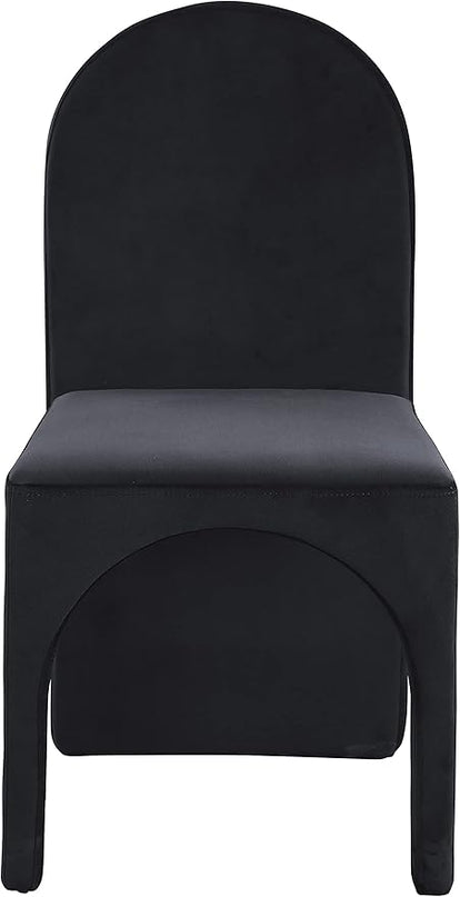 Meridian Furniture Summer Collection Modern | Contemporary Velvet Upholstered Dining Side Chair with Steel Frame, Set of 2, Black - LeafyLoom