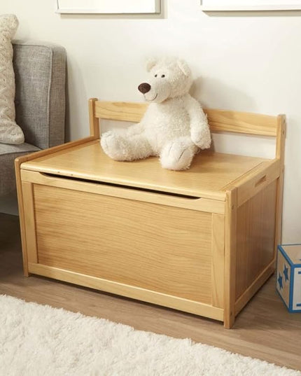 Melissa & Doug- Light Wood Furniture for Playroom, Blonde - Kids Wooden Toy Box Storage Organizer, Children's Furniture Toy Chest - LeafyLoom