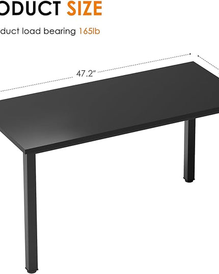 Need Computer Desk, 47 inch Home Office Desk, Modern Simple Style Home Office Gaming Desk, Basic Writing Table for Study Student, Black Metal Frame, Black - LeafyLoom