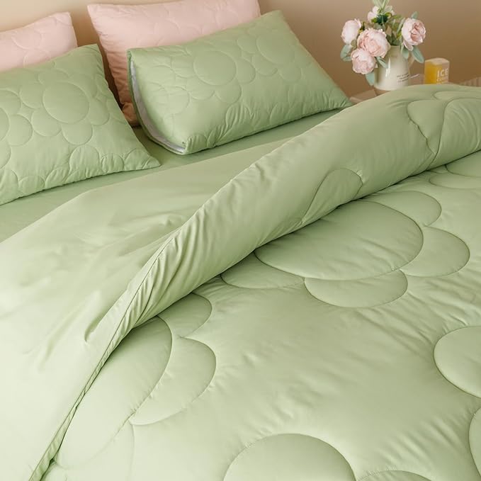 Sage Flower Comforter California King Green Sunflower Print Bed Cal King Comforter Set 3 PCs Green Floral Comforter Set for Women Girls Bedroom Decor All Season Hotel Quality Comforter - LeafyLoom