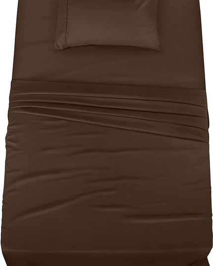 Utopia Bedding Twin Bed Sheets Set - 3 Piece Bedding - Brushed Microfiber - Shrinkage and Fade Resistant - Easy Care (Twin, Brown) - LeafyLoom
