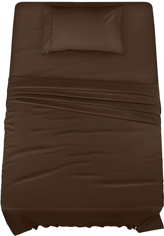 Utopia Bedding Twin Bed Sheets Set - 3 Piece Bedding - Brushed Microfiber - Shrinkage and Fade Resistant - Easy Care (Twin, Brown) - LeafyLoom