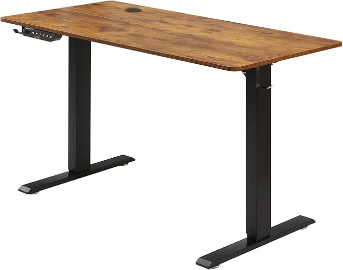 VEVOR Height Adjustable Desk, 55.1 x 23.6 in, 3-Key Modes Electric Standing Desk,Whole Piece Desk Board, Sturdy Dual Metal Frame, Max. Bearing 180 LBS Computer Sit Stand up Desk, for Home and Office - LeafyLoom
