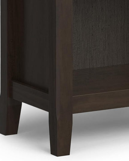 SIMPLIHOME Amherst SOLID WOOD Transitional 5 Shelf Bookcase for The Living, Study Room and Office, 24 inch, Hickory Brown - LeafyLoom