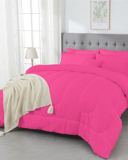 3 Piece Solid Color All Season Bedding Comforter Set Microfiber Soft Lightweight Bedding Set for Kids Teens Adults Room Decor with 1 Comforter and 2 Pillowcases Queen - LeafyLoom