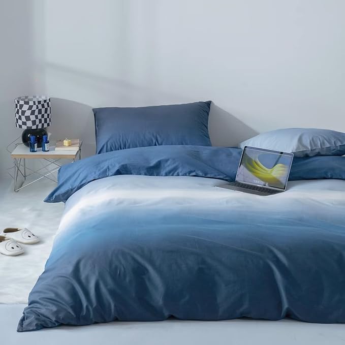 Blue Gradient Comforter Set Twin Blue Bedding Comforter Set Multicolor Light Blue Bedding Set Gradient Blue Blanket Quilts Blue Color Comforter Set for Twin Bed - LeafyLoom