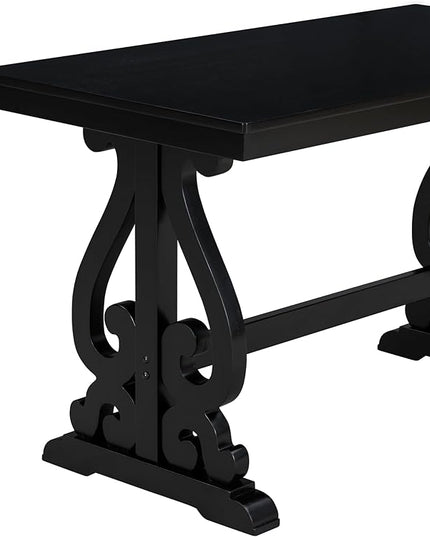 5-Piece Retro Style Set with Unique Legs and Backrest, Rectangular Wooden Dining Table and 4 Upholstered Chairs Furniture for Kitchen Room, Black, 52" L x 26" W x 30" H - LeafyLoom