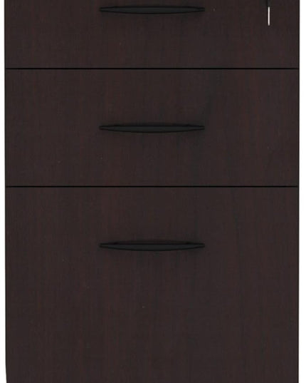 Alera ALEVA572816MY 15.88 in. x 20.5 in. x 28.38 in. Valencia Series 3-Drawer Mobile File Pedestal - Mahogany - LeafyLoom