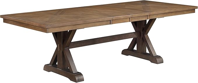 NicBex Dining Table Contemporary Kitchen Table Farmhouse Rustic Dining Table, Gray Fabric, Rustic Brown & Oak Finish Rectangular Dining Table, Easy Assembly, Brown - LeafyLoom