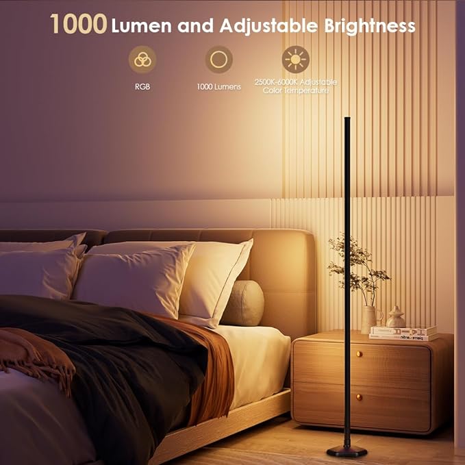 2PCS RGB Floor Lamp, Bluetooth APP and Remote Control 65" Smart Modern Standing Lamp Music Sync 16 Million DIY Colors Changing LED Floor Lamp with Heavy Base for LivingRoom Bedroom GameRoom - LeafyLoom