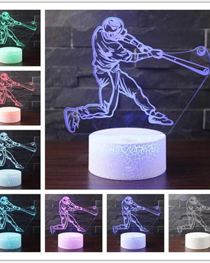 WMH Baseball Night Light with 7 Colors Changing- LED 3D Optical Illusion Lamp for Kids Room Decor and Football Fans (Baseball) - LeafyLoom