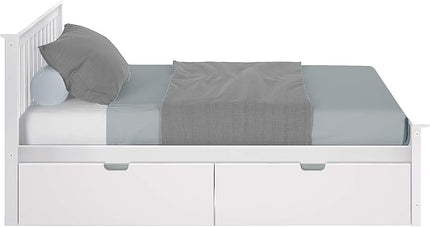 Max & Lily Full Bed, Bed Frame with Headboard For Kids with Storage Drawers, Slatted, White - LeafyLoom