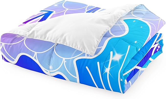 Twin Mermaid Bedding Sets for Girls Pink Mermaid Twin Comforter Set for Girls Soft Breathable Microfiber Mermaid Skin Surface Scales Quilt with Pillowcase Ocean Life Mermaid Bedroom Decor, 2Pcs - LeafyLoom