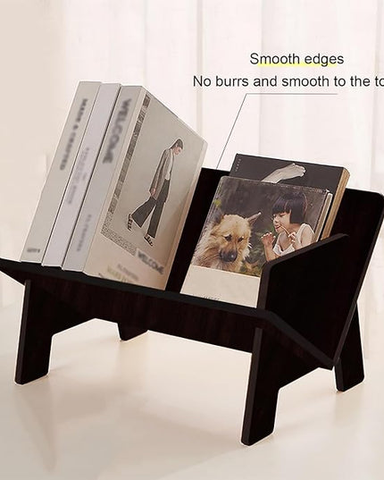 Wood Bookcase in Living Room/Home/Office, Desktop Book Shelf Organizer Bookshelves Storage Rack for CDs/Magazine/Books Display (Brown, 13.6") - LeafyLoom