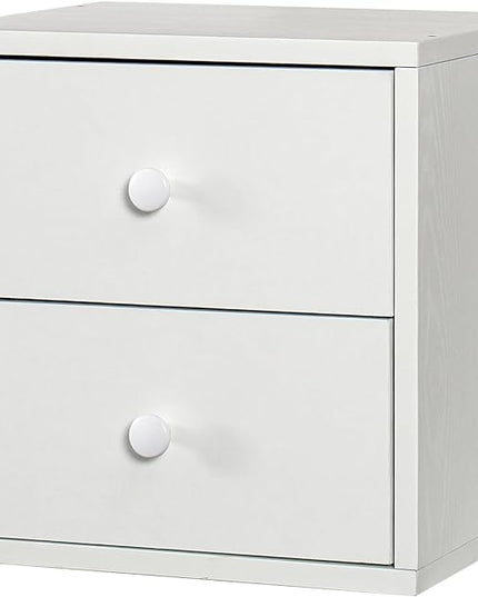 Magic DIY Cube Storage Organizer Stackable Cubes For Home Books Clothes Toy -Modular Cubby Storage System -Office Cubical -Bookcase Closet (Pure white-washed, Drawer Cube) - LeafyLoom