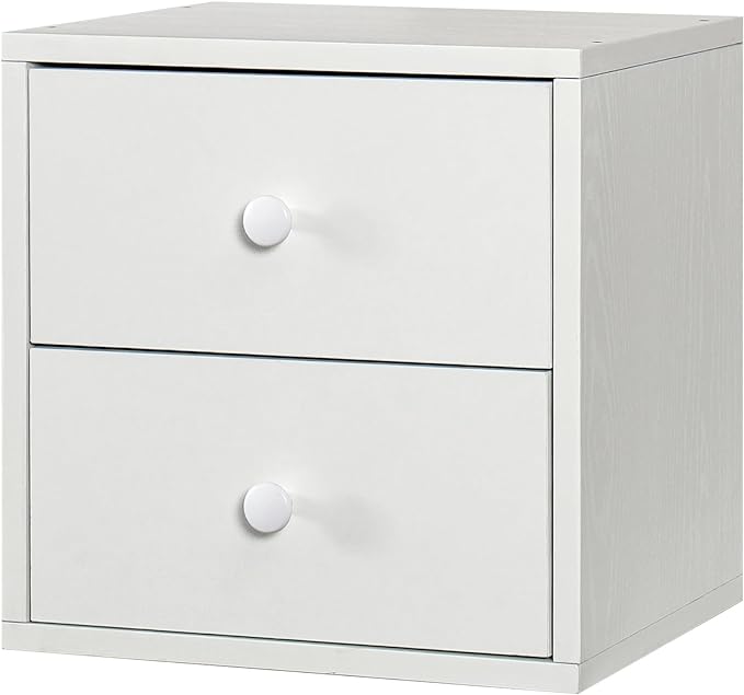 Magic DIY Cube Storage Organizer Stackable Cubes For Home Books Clothes Toy -Modular Cubby Storage System -Office Cubical -Bookcase Closet (Pure white-washed, Drawer Cube) - LeafyLoom