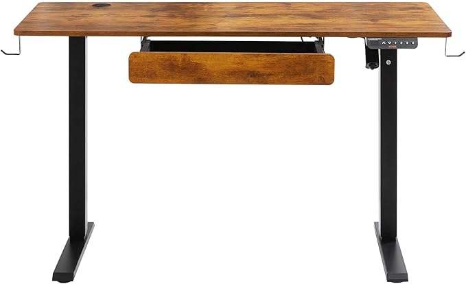 VEVOR Height Adjustable Desk, 47.2 x 23.6 in with Drawer, 3-Key Modes Electric Standing Desk,Whole Piece Desk Board, Dual Metal Frame, 180 LBS Capacity Computer Sit Stand up Desk, for Home and Office - LeafyLoom