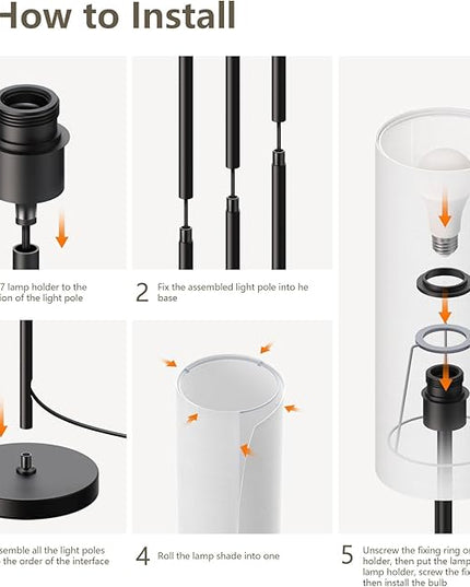 Floor Lamps for Living Room with 3 Color Temperatures, Modern Standing Lamp Tall Industrial Reading for Bedroom, Living Room, Office, Kids Room,9W Bulb Included - LeafyLoom
