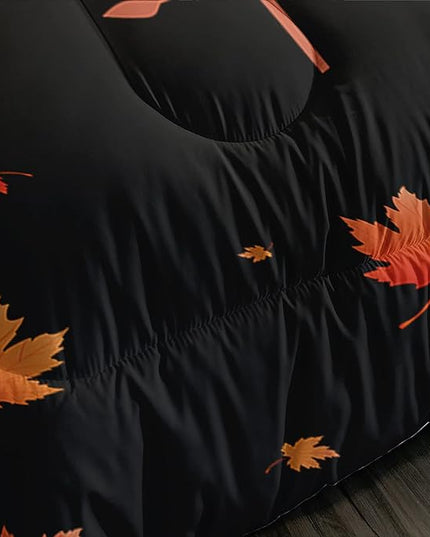 Cartoon Fox Comforter Set 3-Pieces Cute Fox Bedding Set Moon Plants Leaves Printed Quilt Set for Kids Boys Girls with 2 Pillowcases Full - LeafyLoom