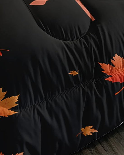 Cartoon Fox Comforter Set 3-Pieces Cute Fox Bedding Set Moon Plants Leaves Printed Quilt Set for Kids Boys Girls with 2 Pillowcases Queen - LeafyLoom