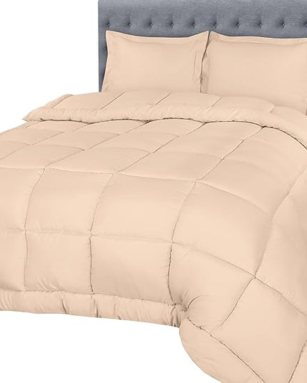 Utopia Bedding Queen Size Comforter Set with 2 Pillow Shams, Bedding Comforter Sets, Down Alternative Beige Comforter, Soft and Comfortable, Machine Washable (Pack of 4) - LeafyLoom