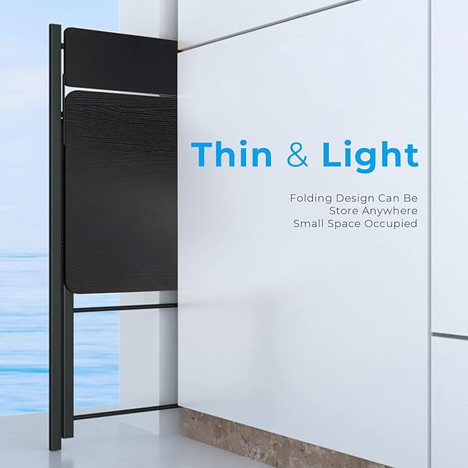 GreenForest Folding Desk No Assembly Required Small Size, 2-Tier Foldable Computer Desk with Shelf for Home Office, Space Saving Portable Laptop Study Foldable Table for Small Spaces, Black - LeafyLoom