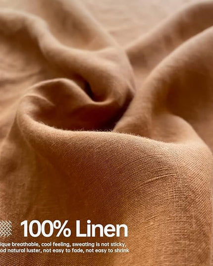 Simple&Opulence 100% Linen Sheet Set Solid Color-4 Pcs Washed French Linen Bed Sheets(1 Flat Sheet,1 Fitted Sheet,2 Pillowcases)-Breathable Bedding Set (Rust, King) - LeafyLoom