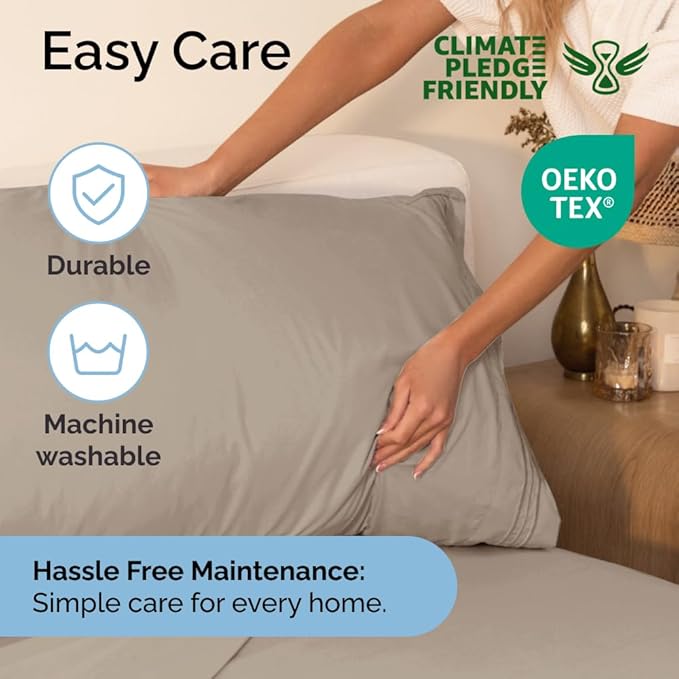 Full Size 4 Piece Sheet Set - Comfy Breathable & Cooling Sheets - Hotel Luxury Bed Sheets for Women & Men - Deep Pockets, Easy-Fit, Extra Soft & Wrinkle Free Sheets - Wheat Oeko-Tex Bed Sheet Set - LeafyLoom