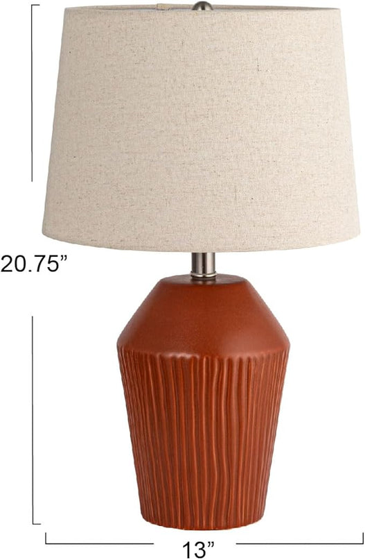 Creative Co-op 13" Round Stoneware Desk Lamp - LeafyLoom