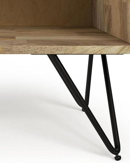 SIMPLIHOME Hunter SOLID MANGO WOOD 20 inch Wide Modern Industrial Nightstand in Natural for The Living Room and Bedroom - LeafyLoom