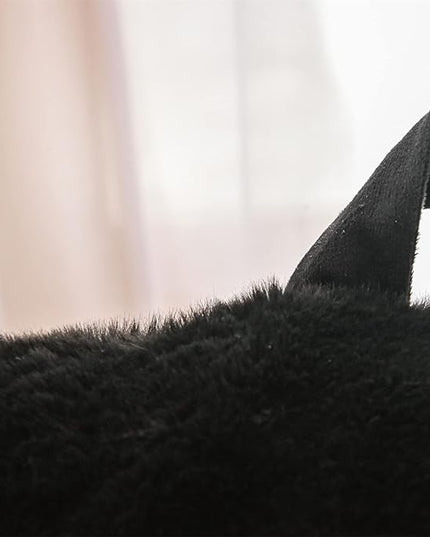 A Nice Night Faux Fur Reading Pillow Bed Wedge Large Adult Children Backrest with Arms Back Support for Sitting Up in Bed/Couch for Bedrest,Black - LeafyLoom