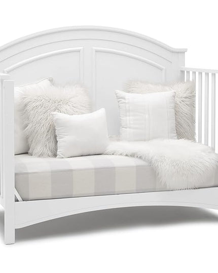 Delta Children Perry 6-in-1 Convertible Crib - Greenguard Gold Certified, Bianca White + Simmons Kids Radiant Sky Dual Sided Baby Crib Mattress and Toddler Mattress (Bundle) - LeafyLoom