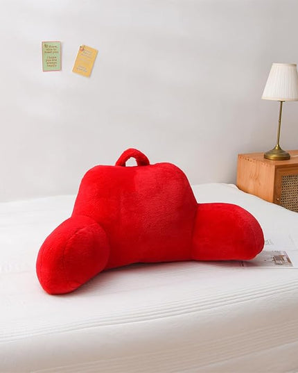 Aimuan Reading Pillow Bed Rest Wedge Adult Backrest Pillow with Arms Back Support for Sitting Up in Bed Cushion Incline Rest Sleeping Snoring Pillow,Red Standard - LeafyLoom