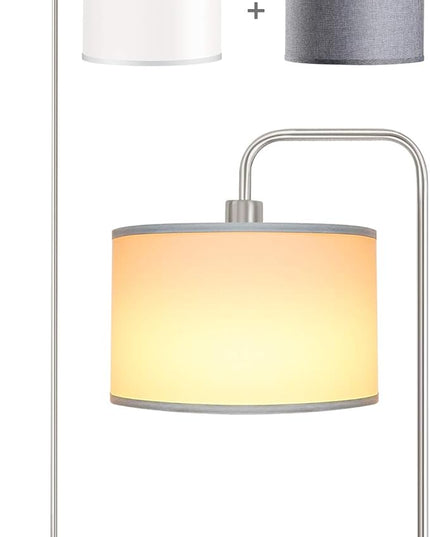 [Upgraded] LED Floor Lamp for Living Room, 3 Color Temperature Floor Lamp with Foot Switch Modern Standing Lamp Tall Pole Floor Reading Lamp for Bedroom Study Room, Bulb Included Silver (One Shade) - LeafyLoom