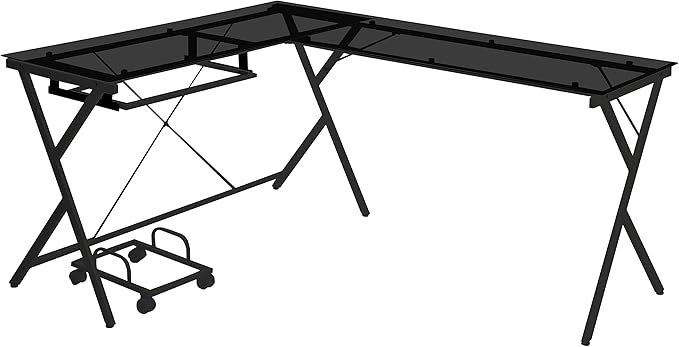 NicBex Kimberly-DW-00020-LWJ Home Office Desks, 62"x47"x28", Black - LeafyLoom