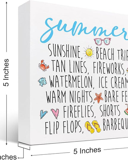 Funny Summer Wood Box Signs,Summer Collections Wooden Sign Desk Decor,Beach Wood Sign Decor,Summer Decorations for Home Office Shelf Table Decor - LeafyLoom