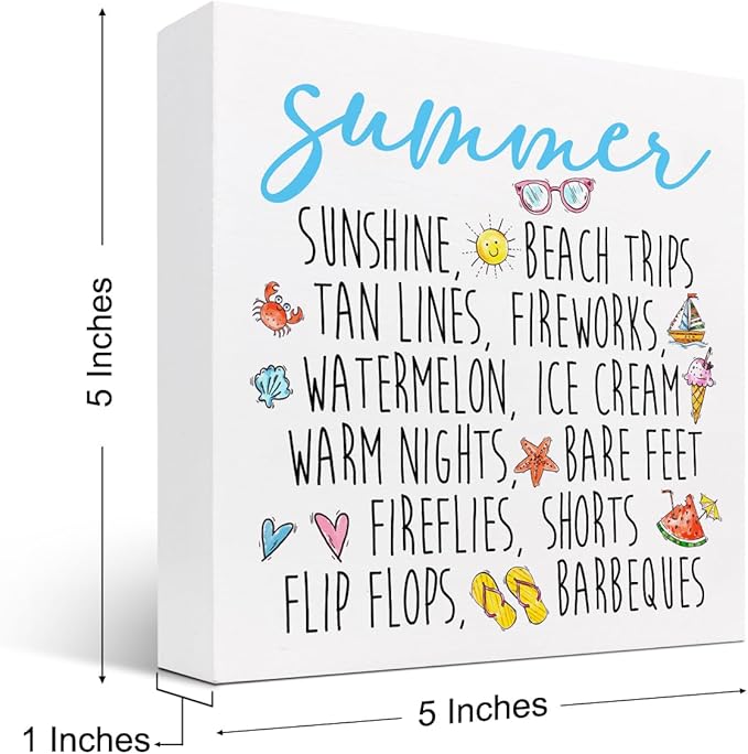 Funny Summer Wood Box Signs,Summer Collections Wooden Sign Desk Decor,Beach Wood Sign Decor,Summer Decorations for Home Office Shelf Table Decor - LeafyLoom