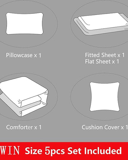 5 Pieces Gamer Bedding Set for Boys Gaming Comforter Twin Size, Game Controller Comforter for Teen 3D Gamepad Microfiber 5 Piece Bed in A Bag Kids Bedding Sets with Sheets,DJT H5030 Twin - LeafyLoom