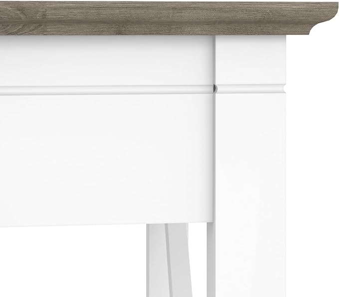 Bush Furniture Key West Writing Table for Home Office | Small Modern Farmhouse Desk, 48W, Pure White and Shiplap Gray - LeafyLoom