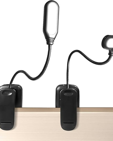 2 Pack Clip on Light with 360°Rotation, USB LED Reading Lights with Clamp, Flexible Gooseneck Reading Lamp Bedside Headboard Eye Protection Desk Lamp - LeafyLoom