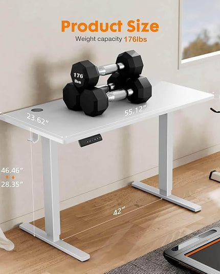 NicBex Home Office Desk 55" x 23" Electric Height Adjustable Standing Desk Computer Desk Office Desk, Sit to Stand Ergonomic Computer Desk Adjustable Desk, White - LeafyLoom
